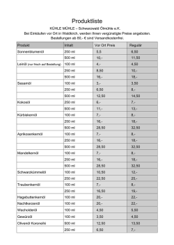 Produktliste - KÜHLE MÜHLE