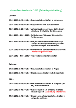 Jahres-Terminkalender 2016 (Schießsportabteilung)