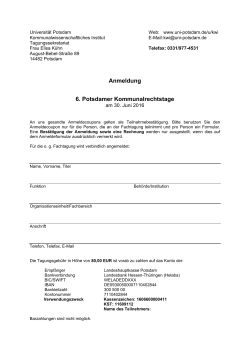 Anmeldung 6. Potsdamer Kommunalrechtstage