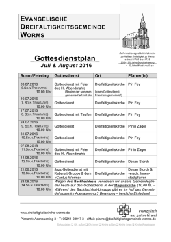 Gottesdienstplan - Dreifaltigkeitskirche Worms