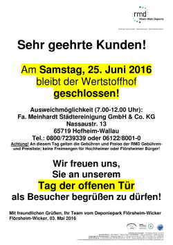 25.06.2016 Wertstoffhof geschlossen - Main-Taunus