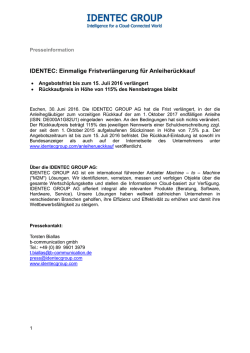IDENTEC: Einmalige Fristverl&auml;ngerung f&uuml;r