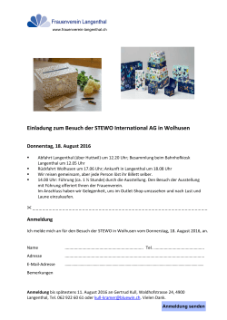 Einladung zum Besuch der STEWO International AG in Wolhusen