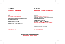 26.06.2016 Spiele und Turniere der Aktiven 25.06