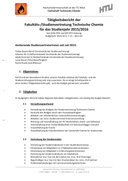 Tätigkeitsbericht der Fakultäts-/Studienvertretung Technische