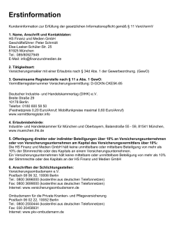 Erstinformation - HS Finanz und Medien GmbH