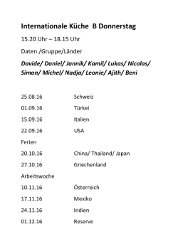 Internationale K&uuml;che B Donnerstag