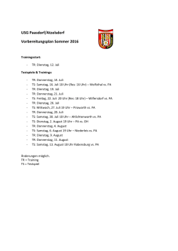 USG Paasdorf/Atzelsdorf Vorbereitungsplan Sommer 2016