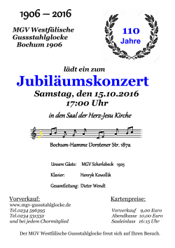 Einladung zum Jubiläumskonzert 2016