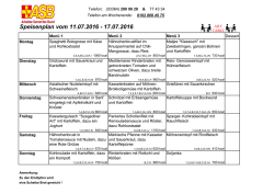 Speiseplan vom 11.07. bis 17.07.2016