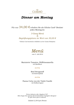 Dinner am Montag Menü Salzburg