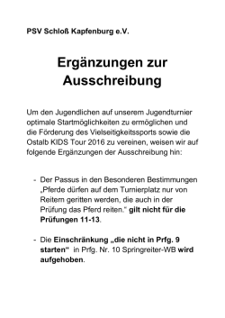 Ergänzungen zur Ausschreibung - Turnier-Service-Team