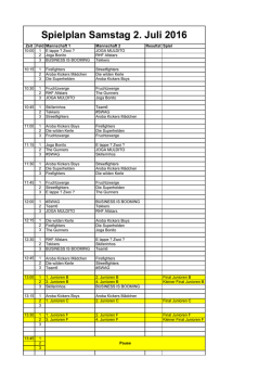 Spielplan Samstag