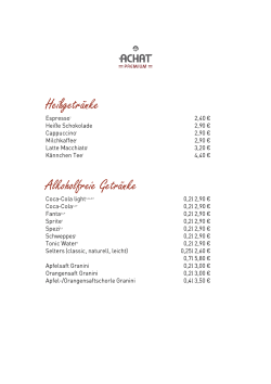 Getr&auml;nkekarte - ACHAT Hotels