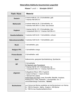 Materialliste Städtische Gesamtschule Langenfeld Fach / Kurs Material