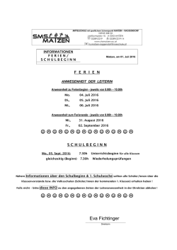 Infos zum Schulschluss