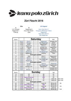 Game Schedule - Kanu Polo Zürich