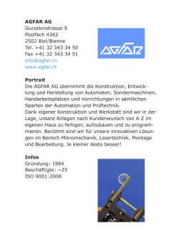 AGFAR AG Gurzelenstrasse 9 Postfach 4362 2502 Biel/Bienne Tel