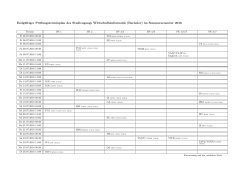 Endgültiger Prüfungsterminplan des Studiengangs