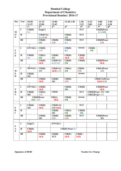 Dumkal College Department of Chemistry Provisional Routine: 2016