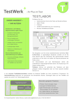 Produktblatt Test Labor v1.0 - TestWerk – Ihr Plus im Test