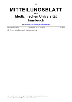 mitteilungsblatt - Medizinische Universität Innsbruck