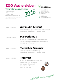 Veranstaltungen - Zoo Aschersleben