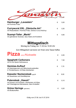 Mittagstisch - Restaurant Lavastein