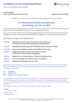 Herzliche Einladung zum Jahresfest 2016 - Curt-von