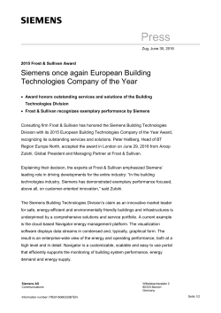 Press Release: Siemens once again European Building
