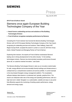 Press Release: Siemens once again European Building