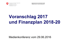 Voranschlag 2017 und Finanzplan 2018-20