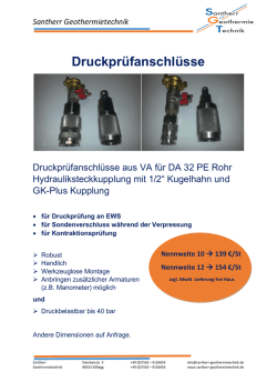 Druckpr&uuml;fanschl&uuml;sse - Santherr Geothermietechnik