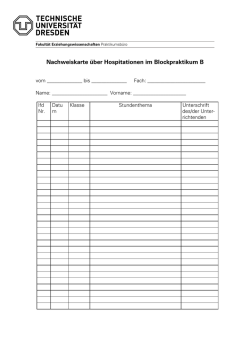 Nachweiskarte über Hospitationen im Blockpraktikum B
