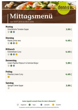unser Mittagsmenü für diese Woche