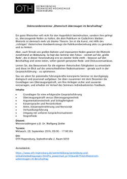 Doktorandenseminar &bdquo;Rhetorisch &uuml;berzeugen