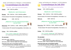 Veranstaltungen im Juli 2016 Vera