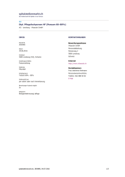 Dipl. Pflegefachperson HF (Pensum 60&ndash;80%)