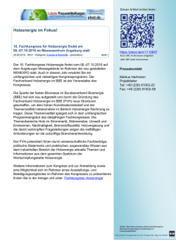 Holzenergie im Fokus! - ptext.net - das europ&auml;ische Netzwerk f&uuml;r