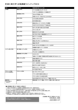 芝浦工業大学 出張講義ラインナップ2016