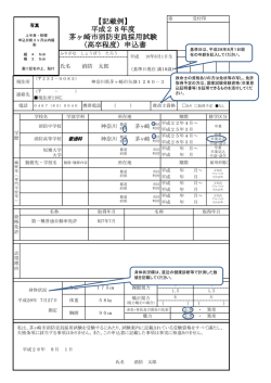 【記載例】 平成28年度 茅ヶ崎市消防吏員採用試験 （高卒程度）申込書
