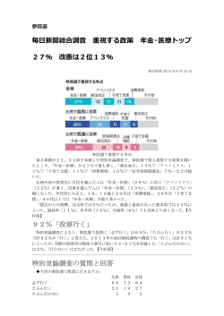 最近の世論調査の結果（毎日・読売・朝日・日経）