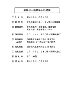 条件付一般競争入札結果 条件付一般競争入札結果