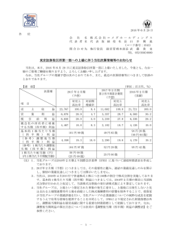 東京証券取引所第一部への上場に伴う当社決算情報等のお知らせ