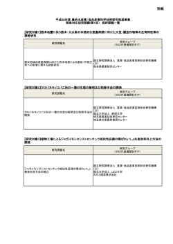 別紙：平成28年度 農林水産業・食品産業科学技術研究推進事業緊急