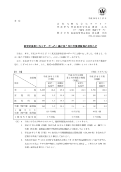東京証券取引所マザーズへの上場に伴う当社決算情報等のお知らせ