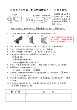 月刊クイズで楽しむ自然博物館！！ 6月号解答