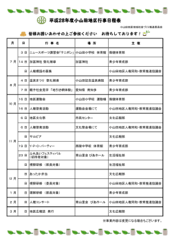 行 事 名 場 所 主 催 3 日 ニュースポーツ講習会「テニポン」 小山田