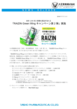 合計5,000名に素敵な賞品が当たる「RAIZIN Green Wingキャンペーン第