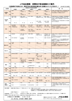 JR仙台病院 診療及び担当医師のご案内 JR仙台病院